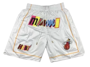 מכנסי NBA קצרים – מיאמי היט – Just don – לבן