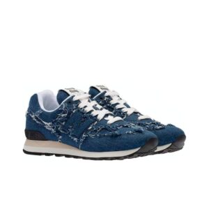 נעלי ניו באלאנס | New Balance 574 x Miu Miu – Suede Blue Jeans Sneakers