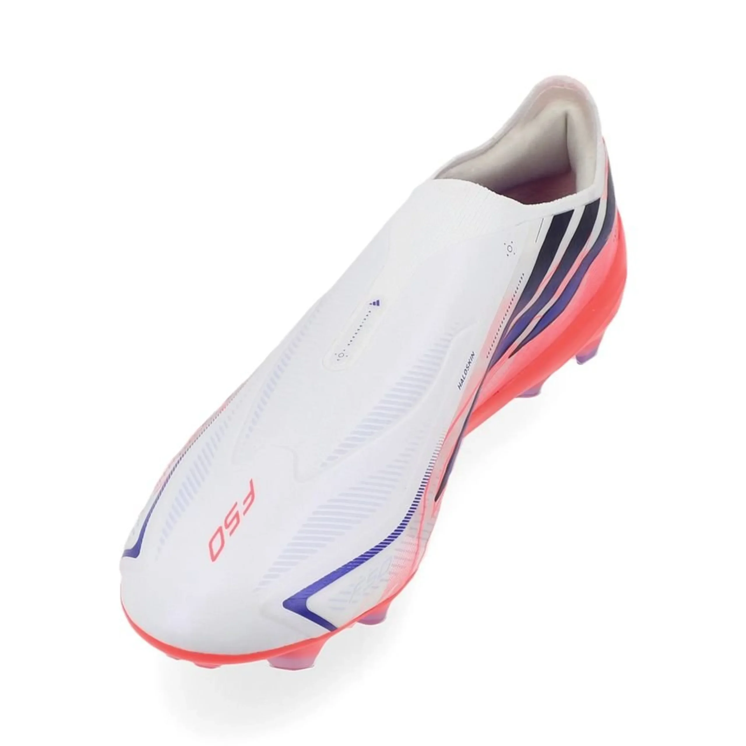 adidas F50 Hyperfast Elite Laceless FG Chaos vs Control - Footwear White/Solar Purple/Solar Turbo Kids – תמונה 5
