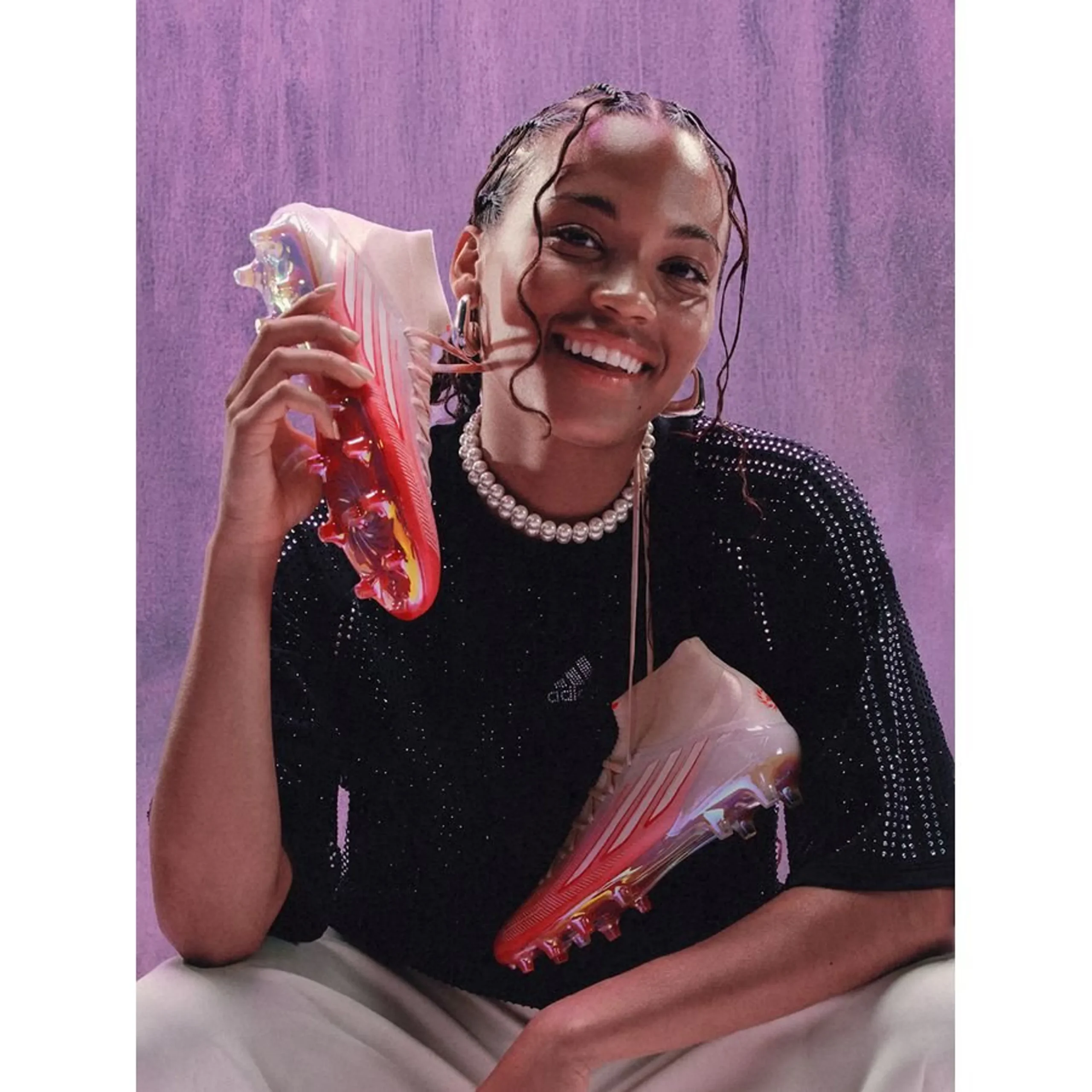 adidas F50 Sparkfusion Elite Mid Cut FG/AG Chaos vs Control - Solar Turbo/Footwear White Women – תמונה 4