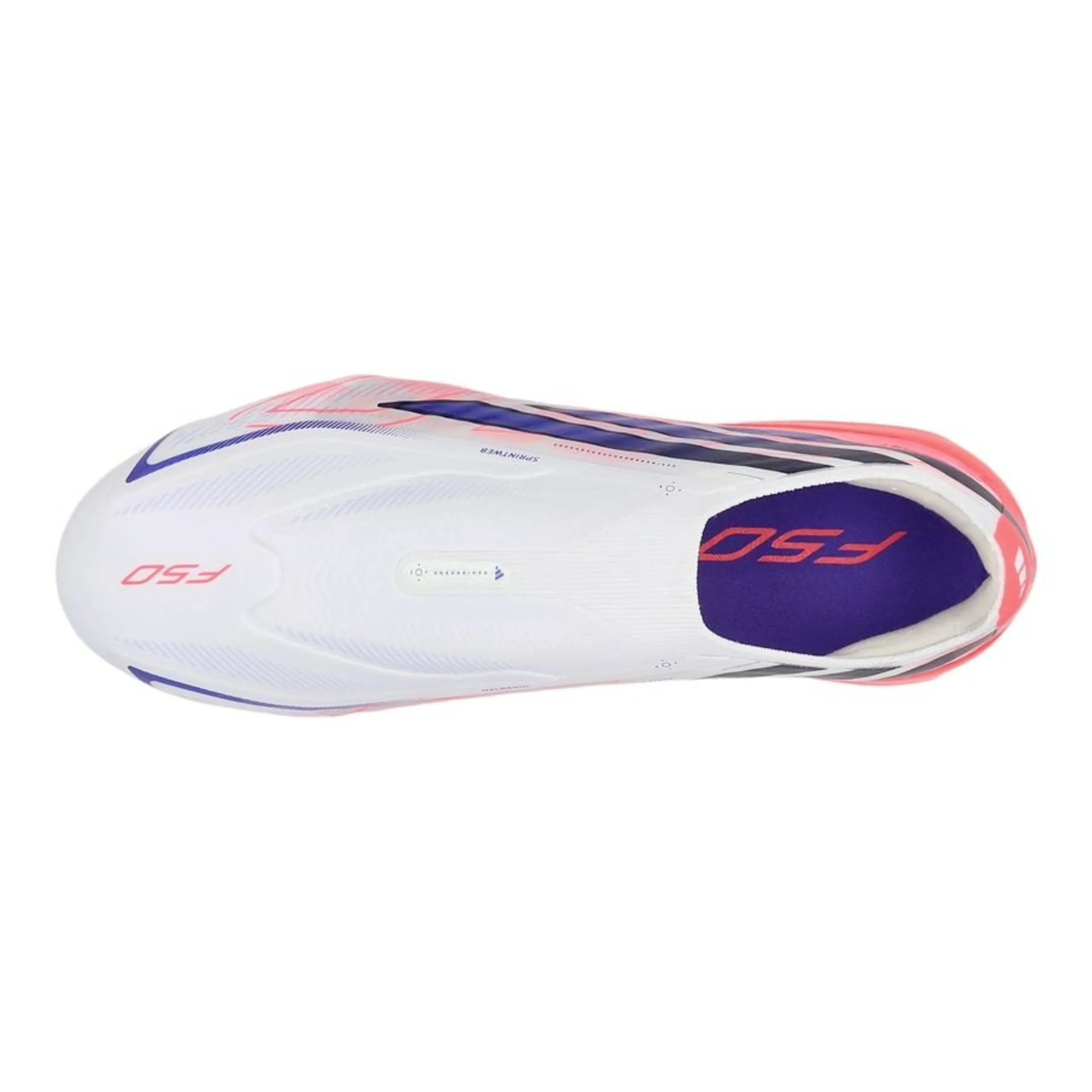 adidas F50 Hyperfast Elite Laceless FG Chaos vs Control - Footwear White/Solar Purple/Solar Turbo Kids – תמונה 2