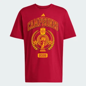 חולצת טי של adidas לטיולים של זוכי נבחרת ספרד 2026 – אדומה