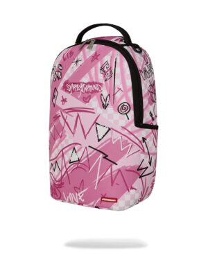 תיק גב Sprayground ורוד בעיצוב גרפיטי – דגם Pink Doodle Shark